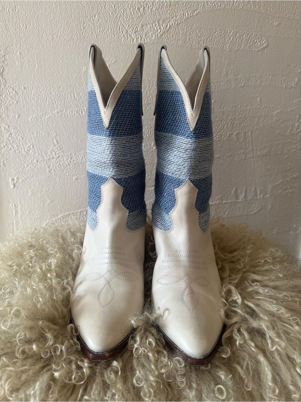 Isabel Marant Leather & Woven Cowboy Boots